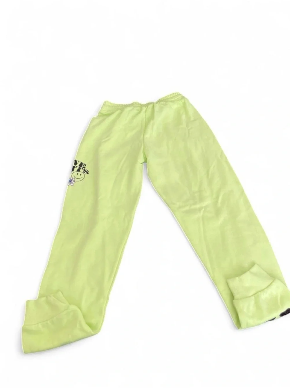Justice Neon Green Jogger Sweatpants with Black Logo